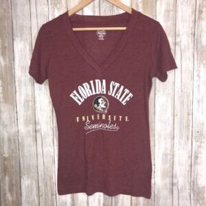 Florida State Seminoles Women’s S Garnet V Neck Tee NCAA College Football Shirt